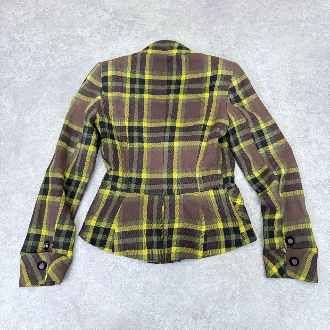 Asymmetric flared tartan punk jacket