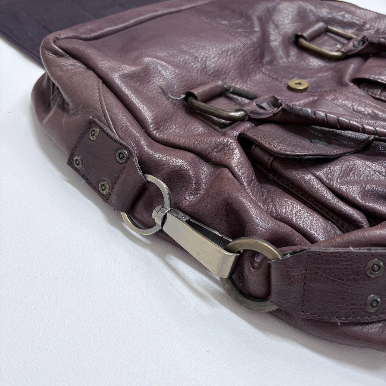 Chunky oversized brown leather bag