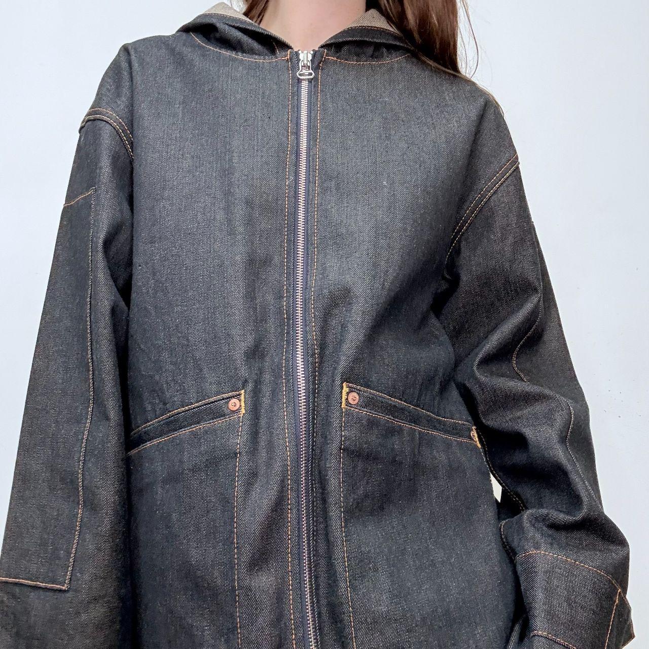 Salvage dark denim Evisu zip hoodie jacket