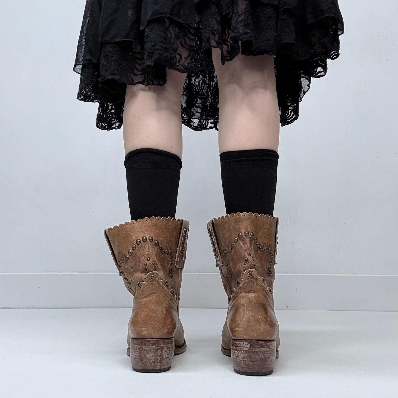 Tan leather studded western boots