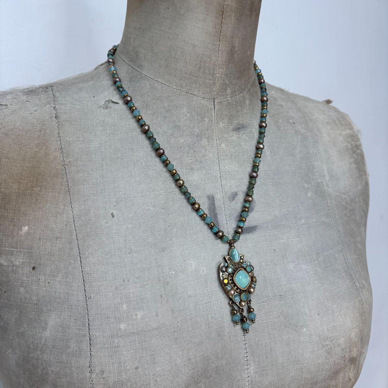 Beaded boho stone necklace