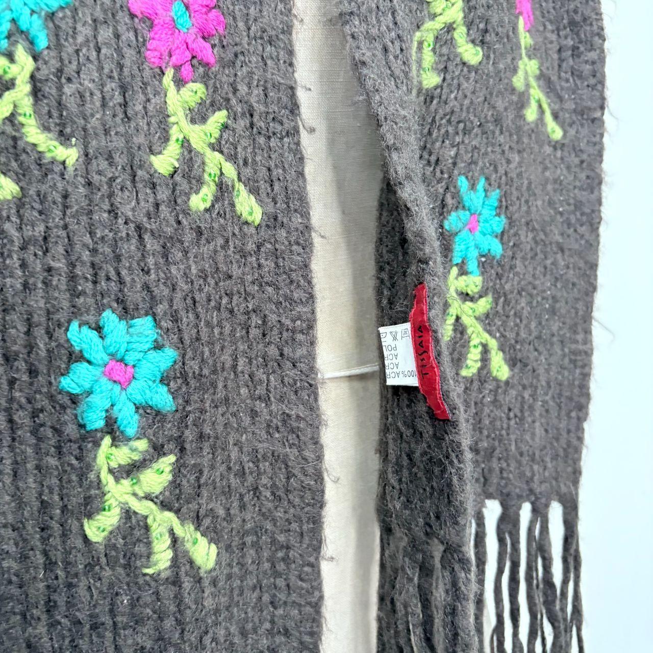 Brown flower fairy wool scarf