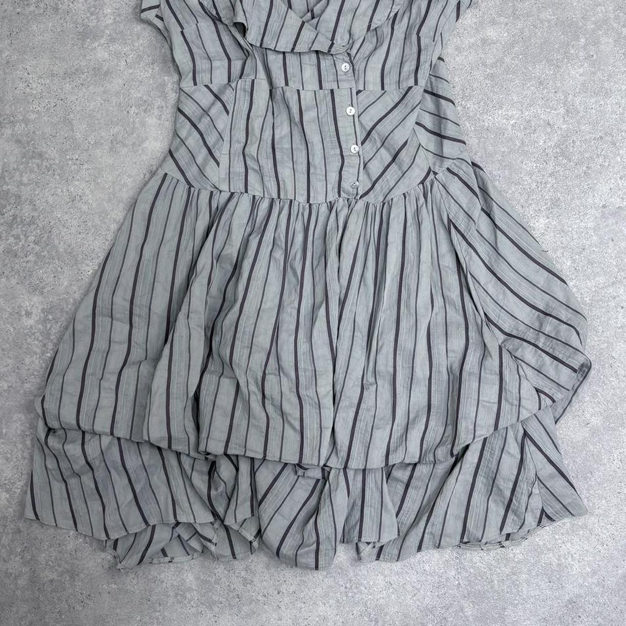 Pinstripe puff layered shirt dress