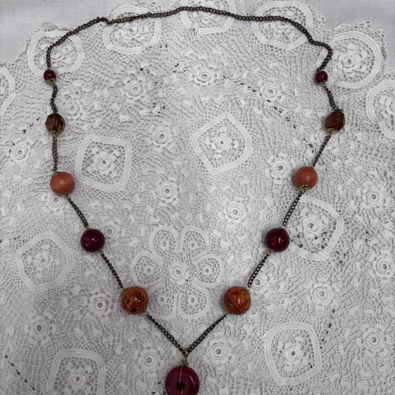 Long chain beaded necklace