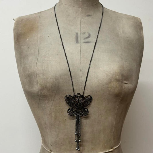 Long metal butterfly necklace