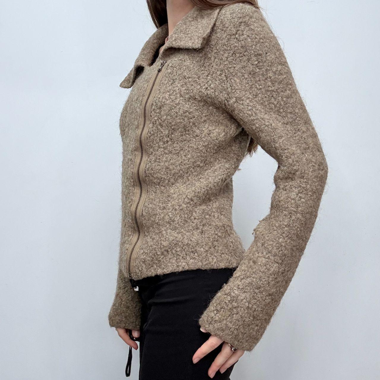 Tan wool asymmetric jacket