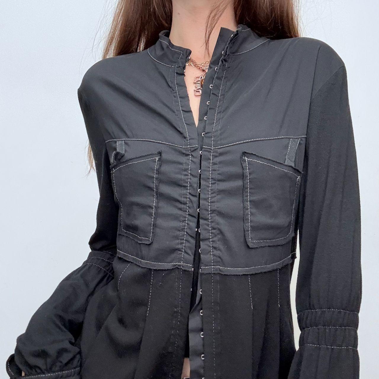 Flared hook and eye shirt