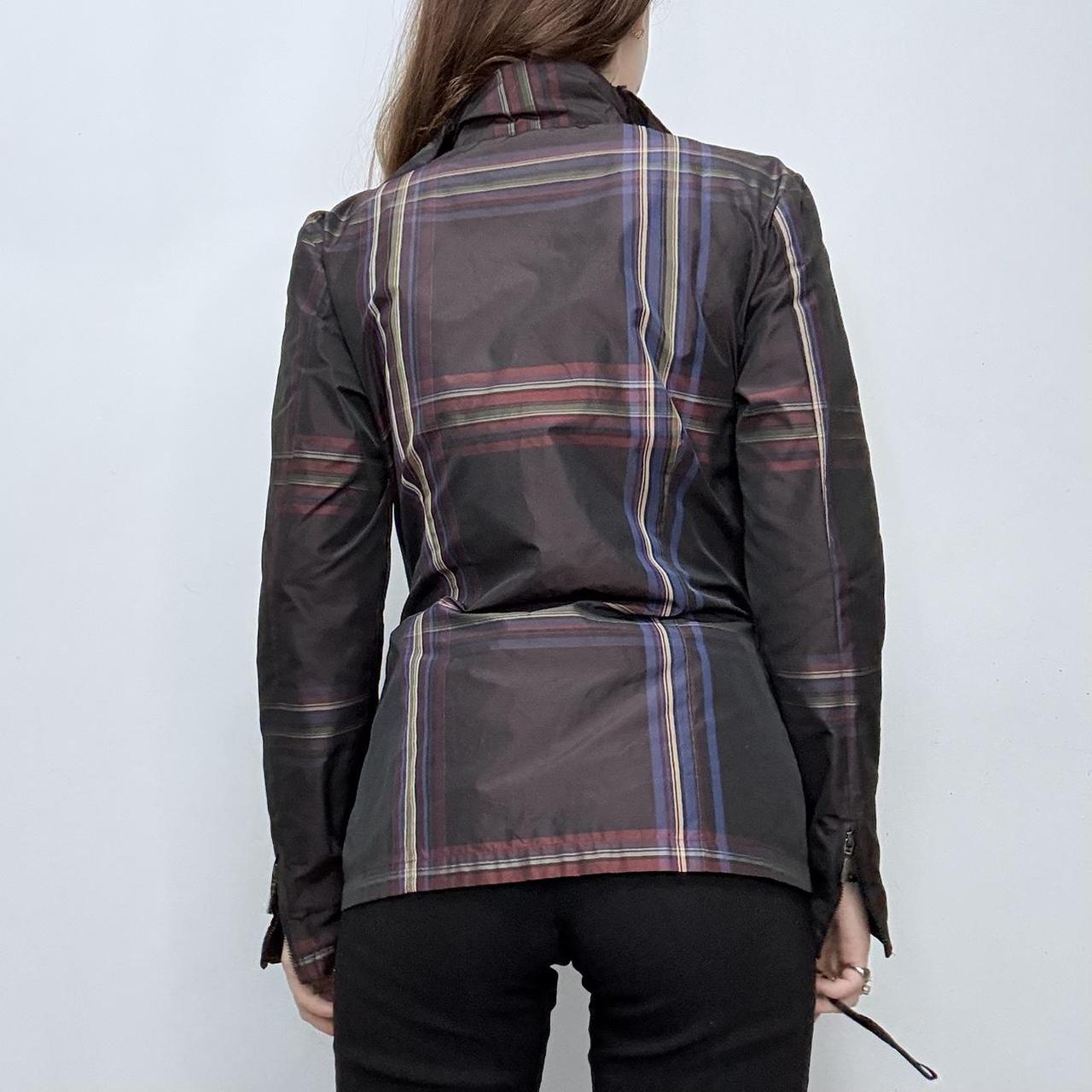 Tartan checked structured ruffle shirt
