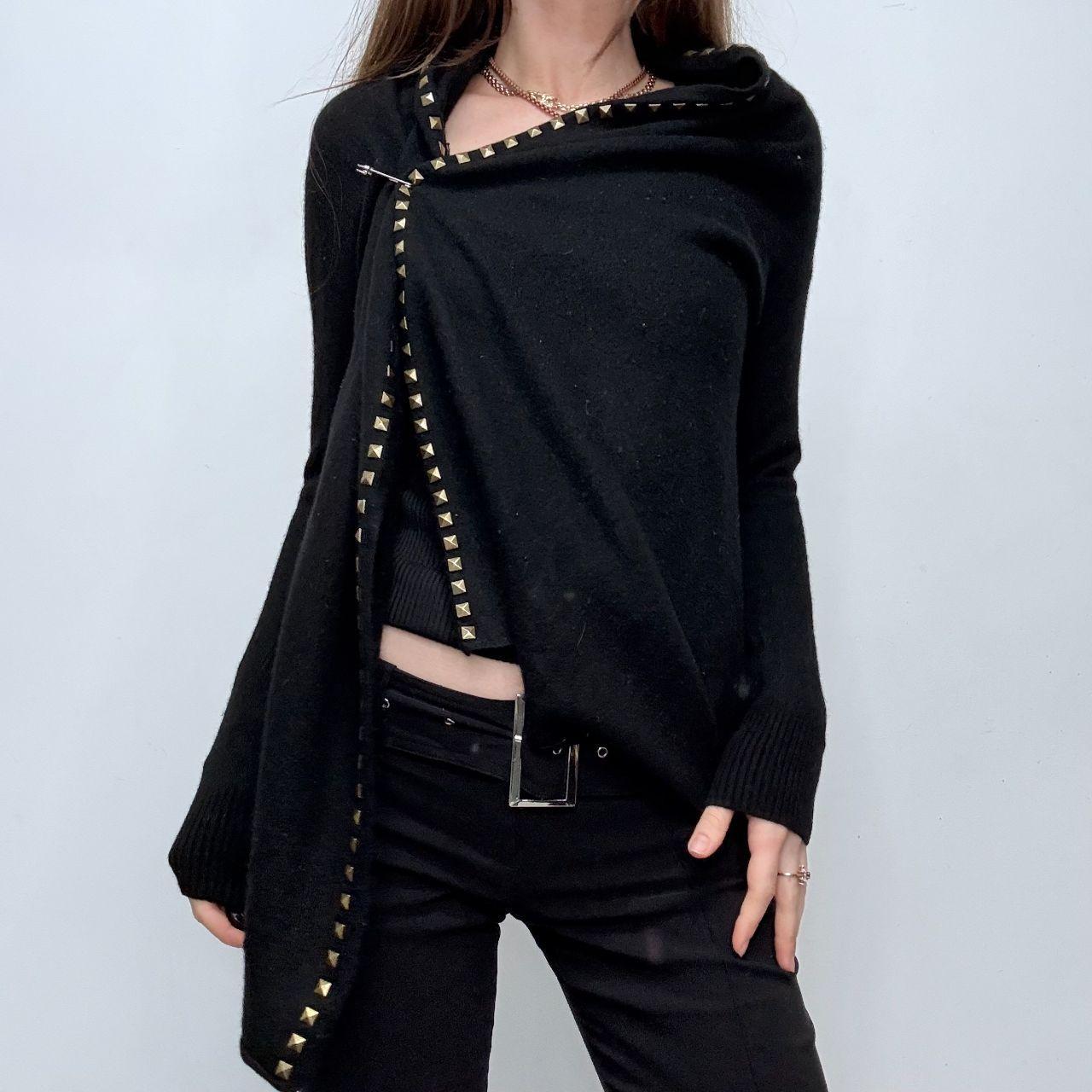 Studded asymmetric cardigan