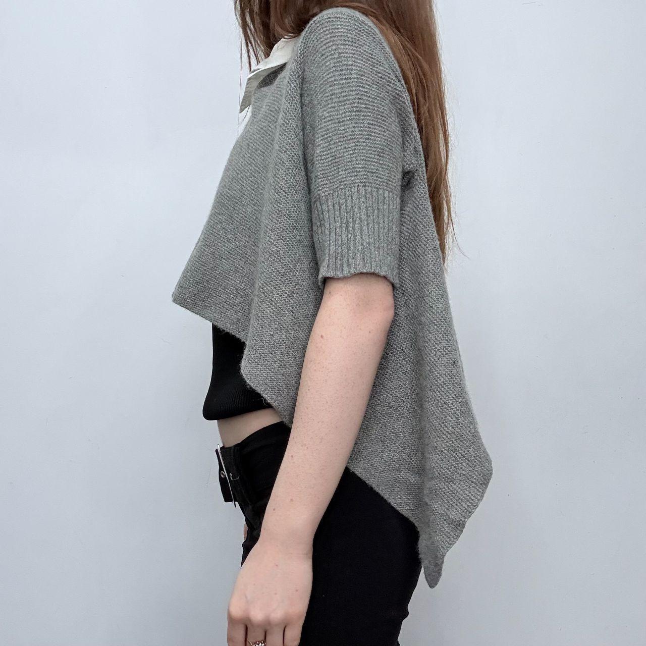 Grey ribbed asymmetric flared Cop Copine cardigan