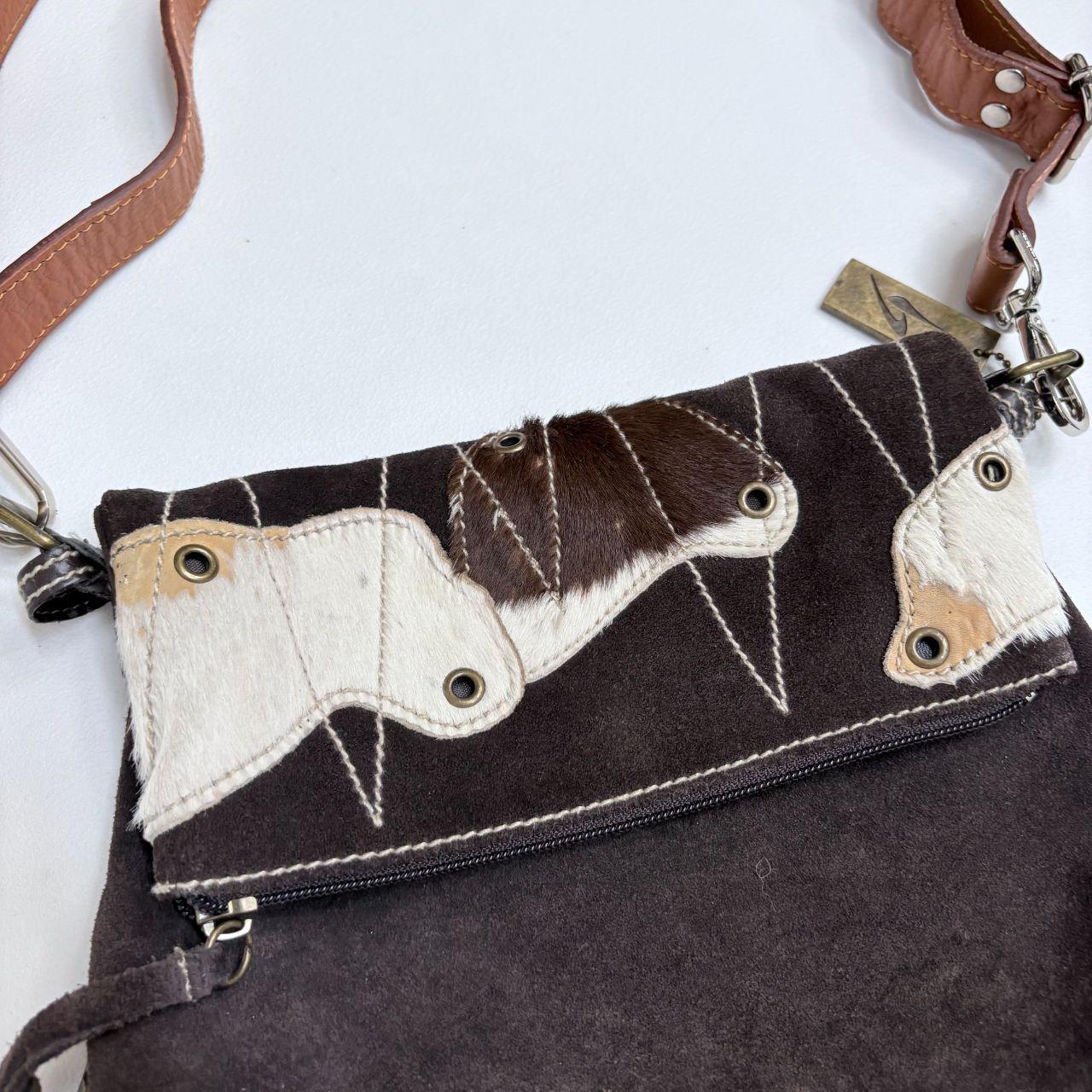 Pony hide studded cow shoulder bag