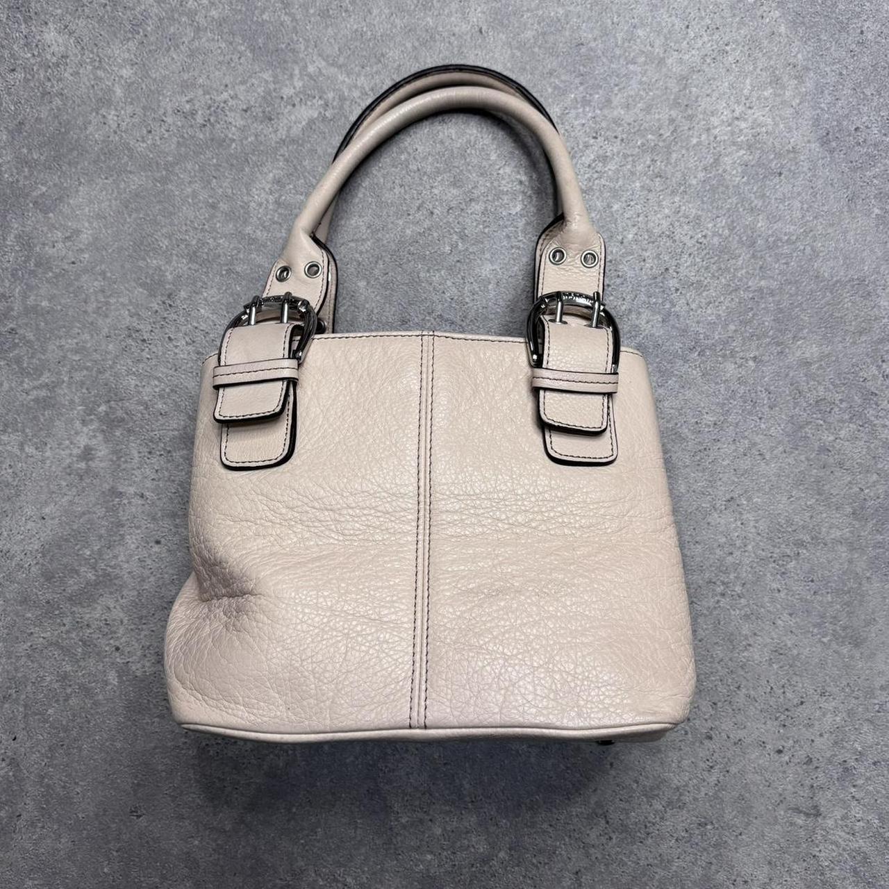 Preppy leather cream shoulder bag