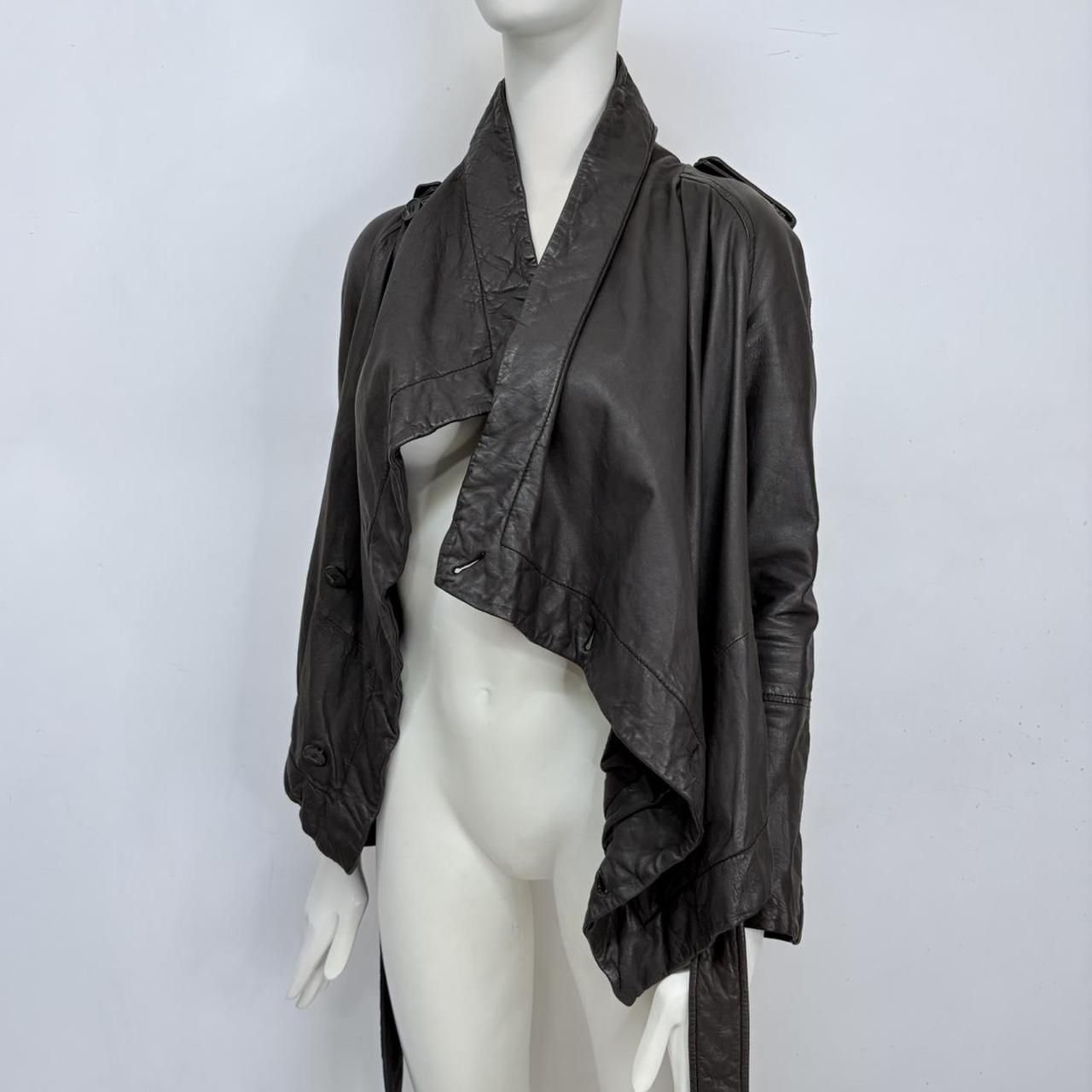 Asymmetric leather brown slouchy jacket