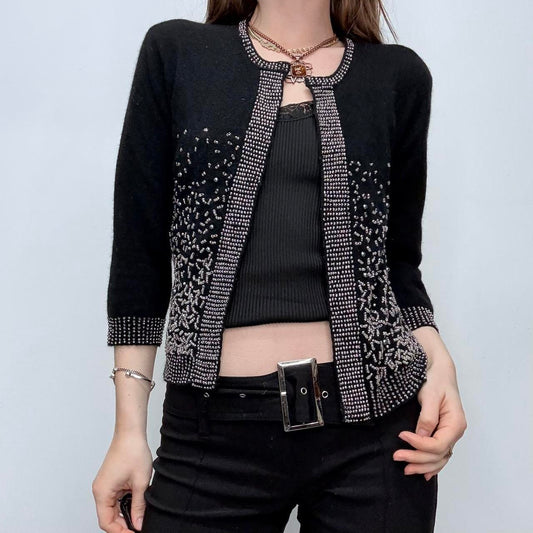 Black beaded wool cardigan