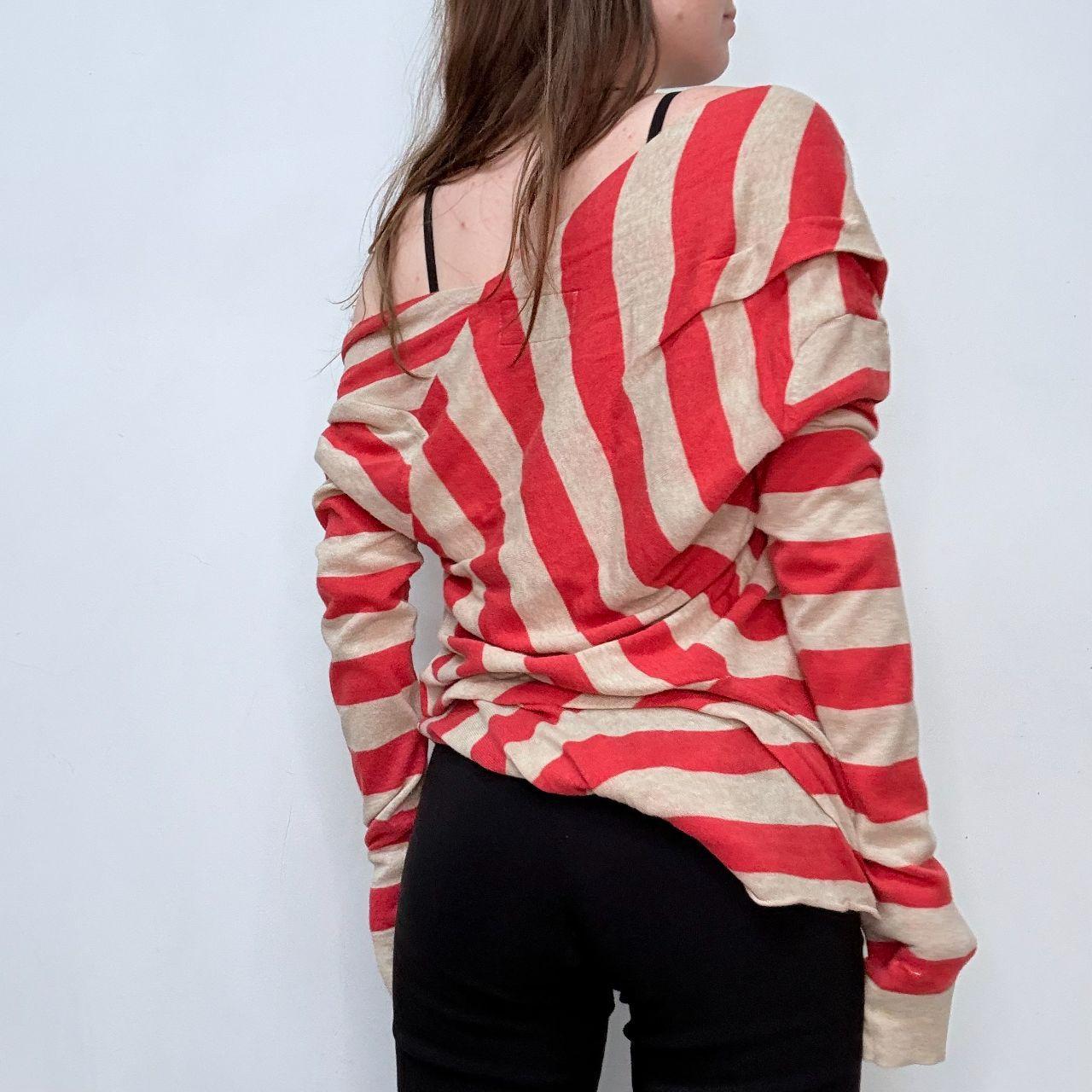 Slouchy asymmetric striped knitted allsaints jumper