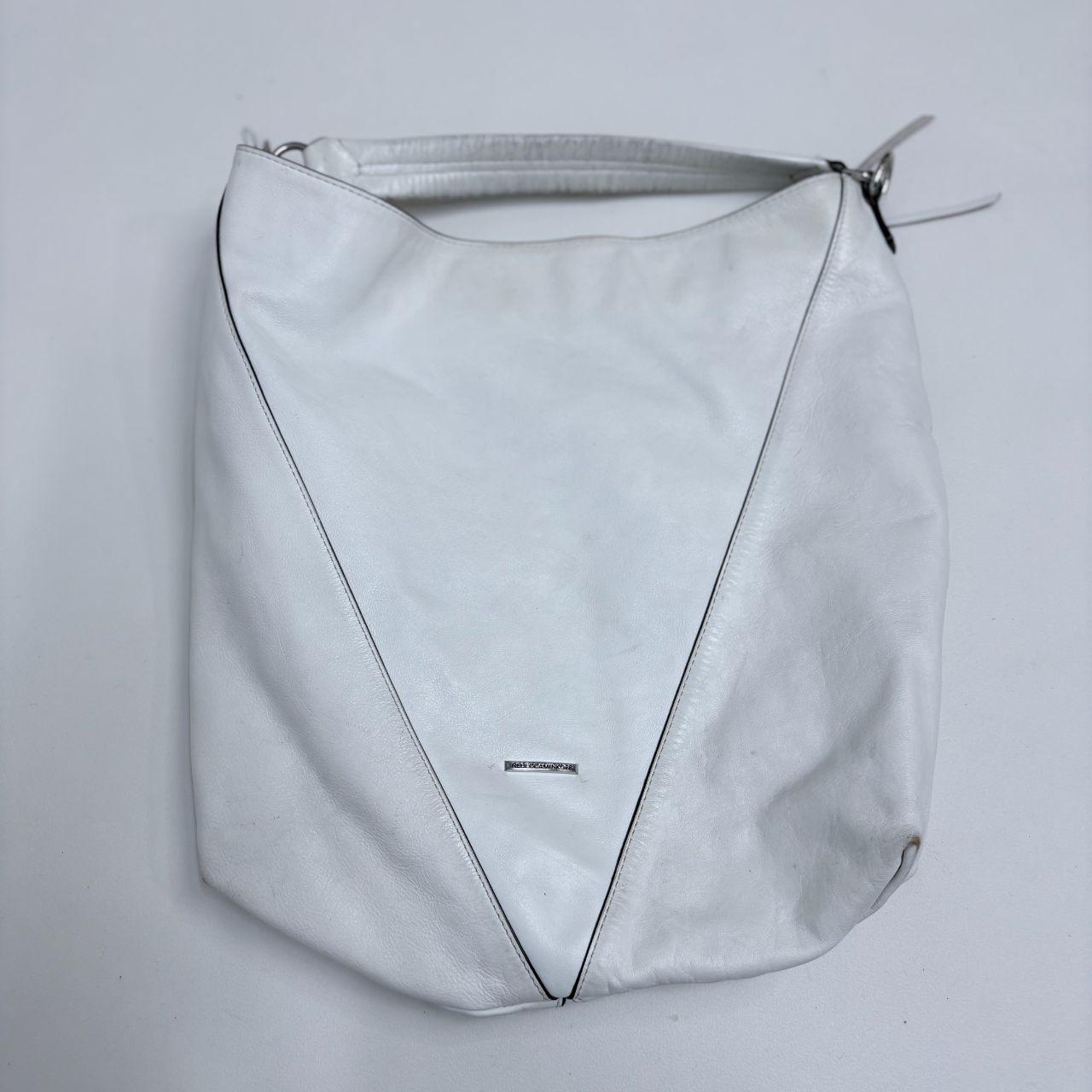White leather slouchy shoulder bag
