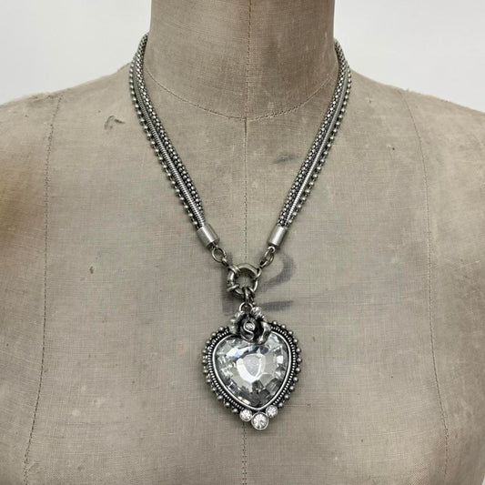 Silver metal heart necklace