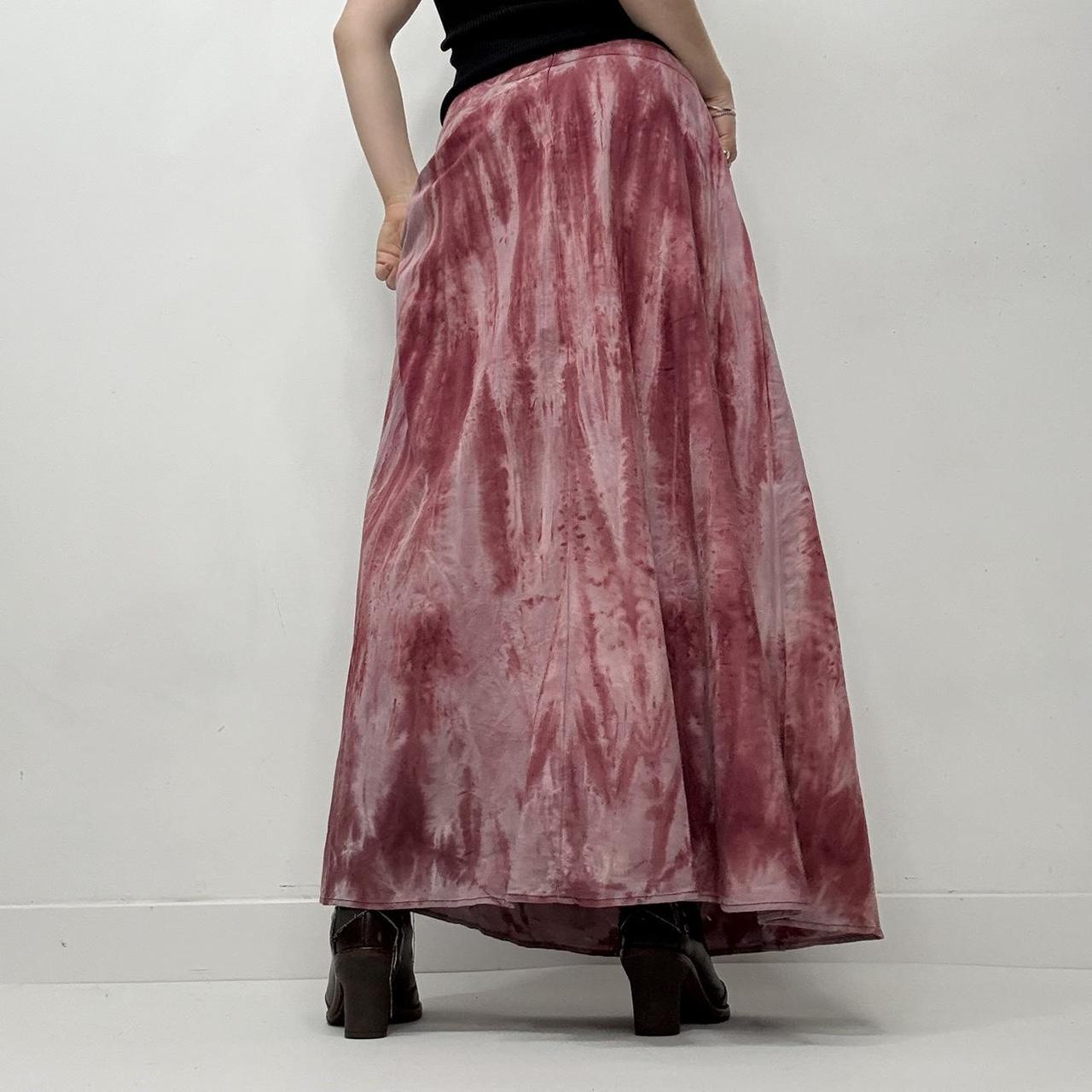 Pink distressed boho maxi skirt