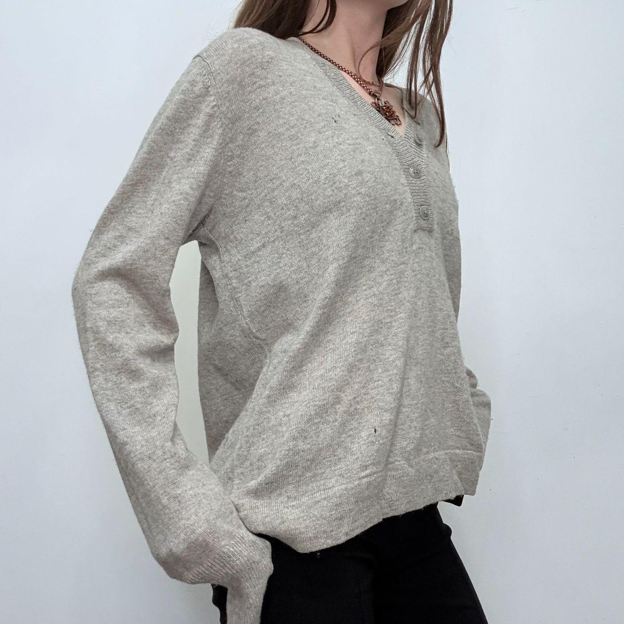 Grey slouchy button knitted jumper