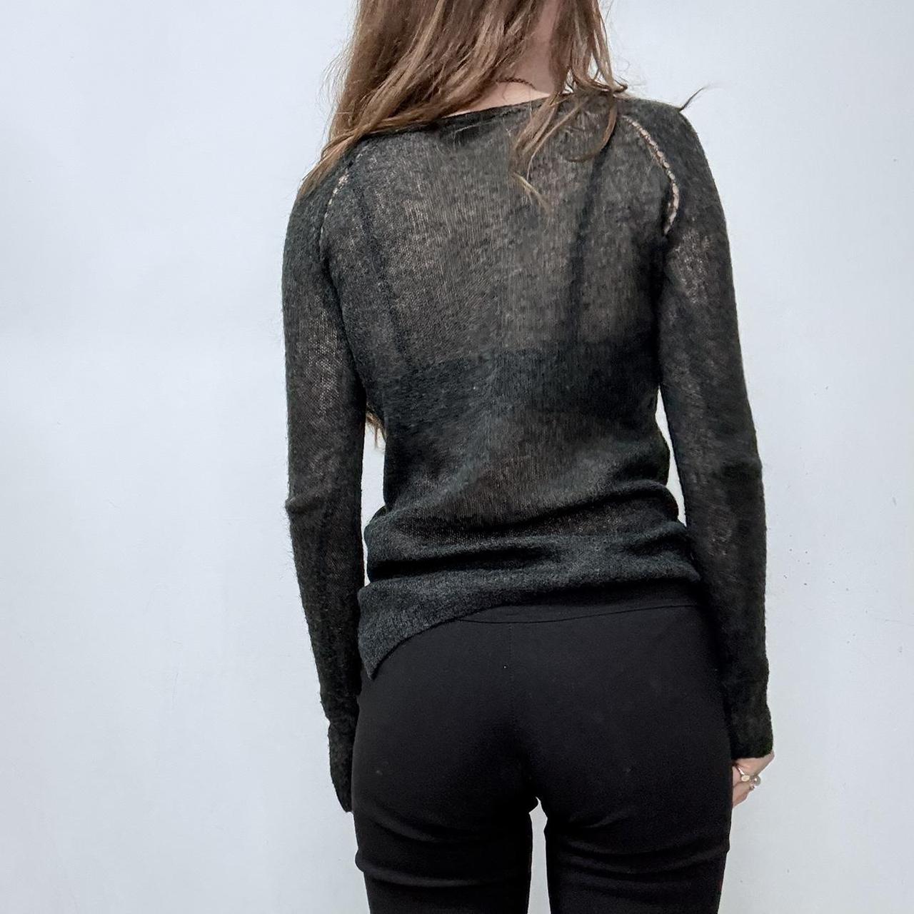 Grey sheer mohair knit slouchy jumper