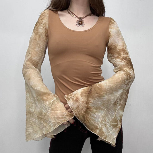 Tan boho flared fairy top