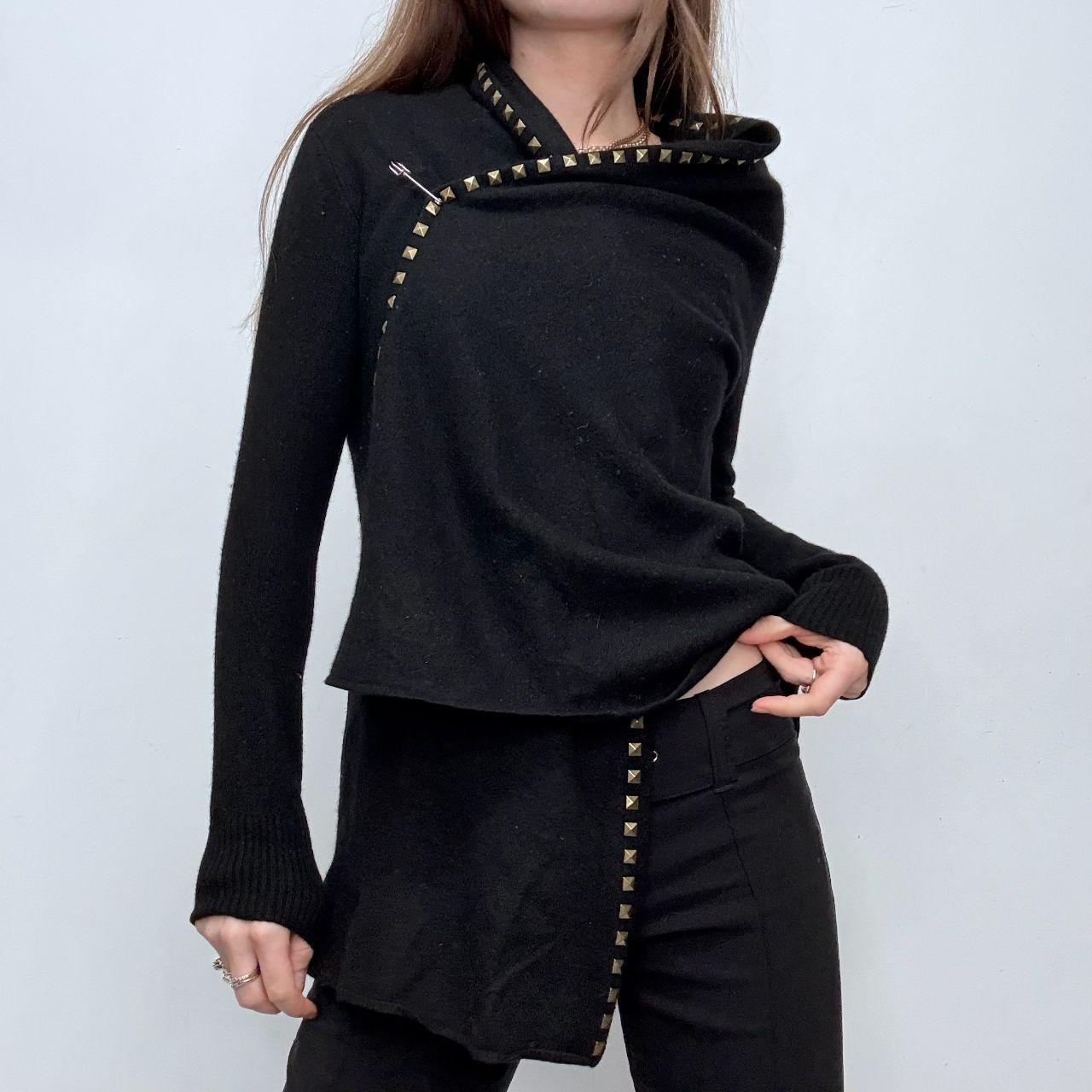 Studded asymmetric cardigan