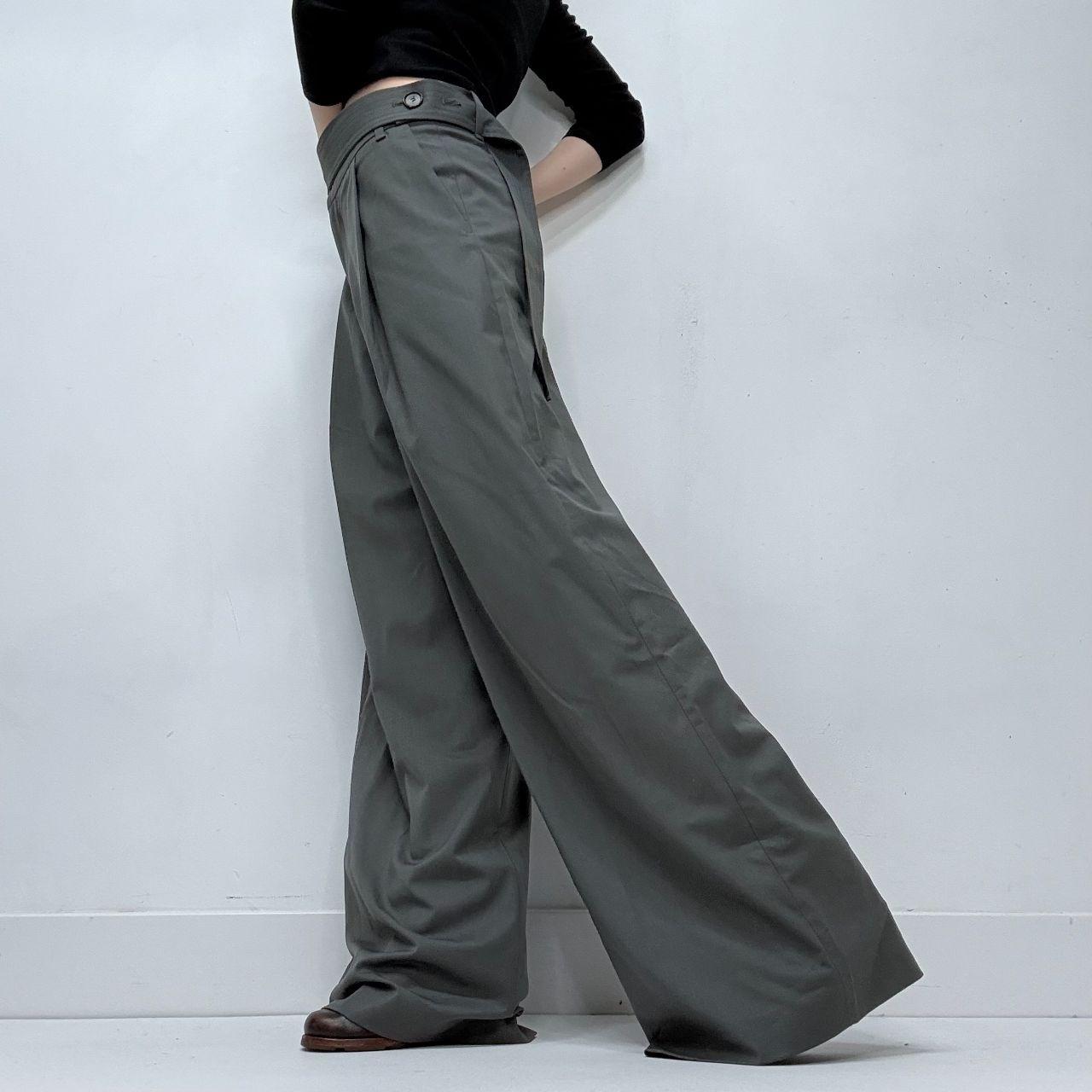 Grey pleated wide leg trousers