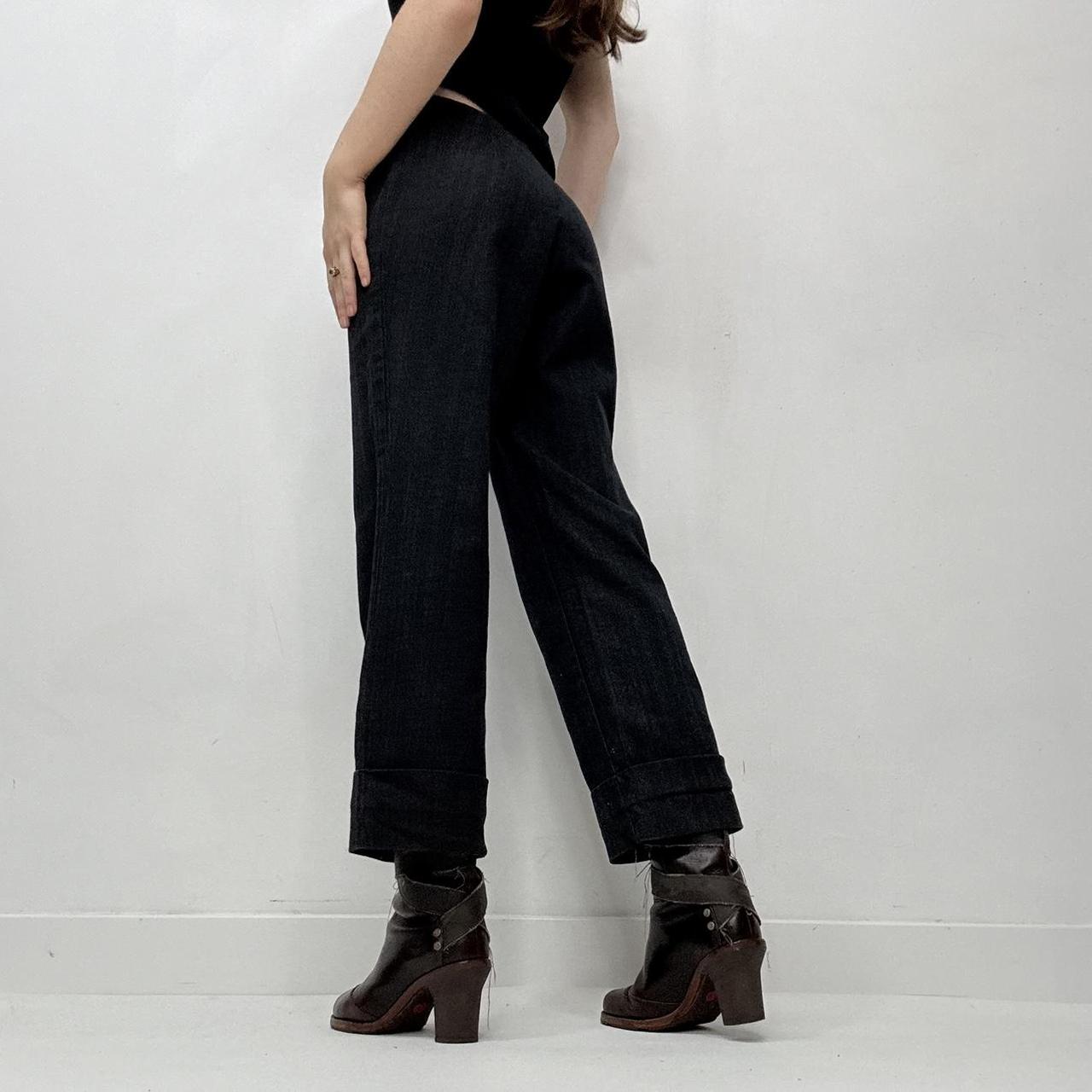 Dark navy flared wide leg minimalist trousers