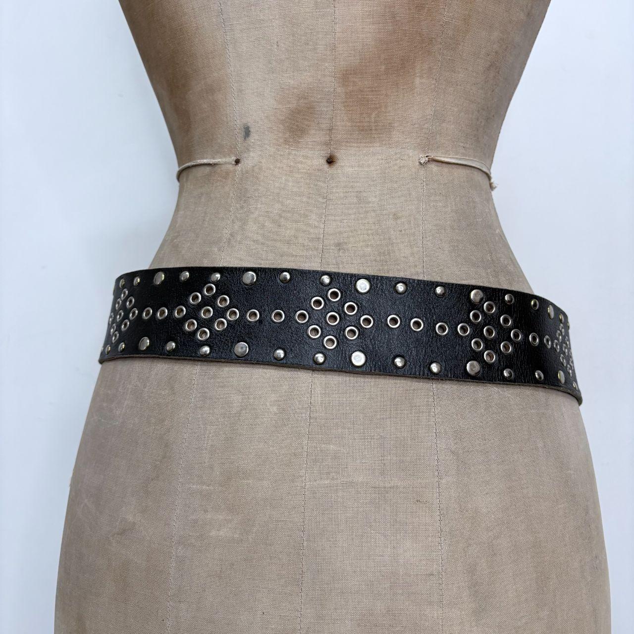 Black leather studded western belt