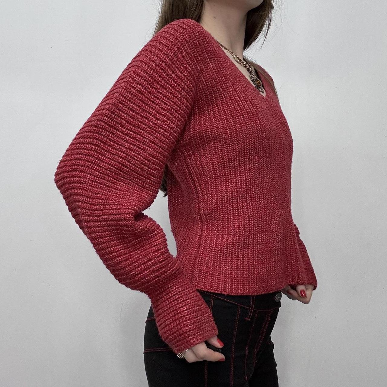 Red chunky knit batwing slouchy jumper