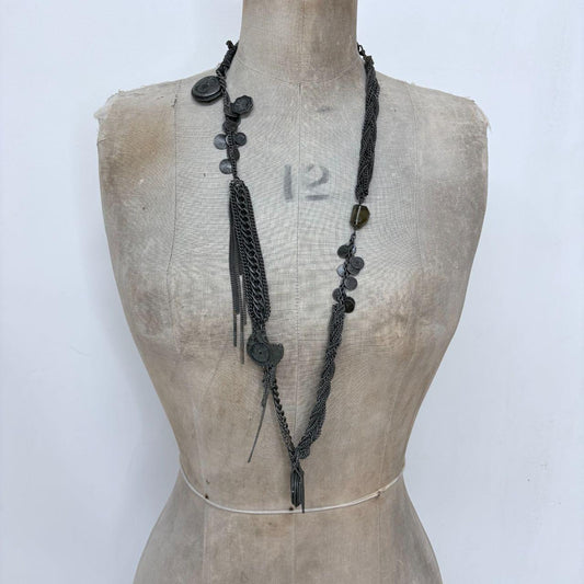 Allsaints grunge layered long chain necklace