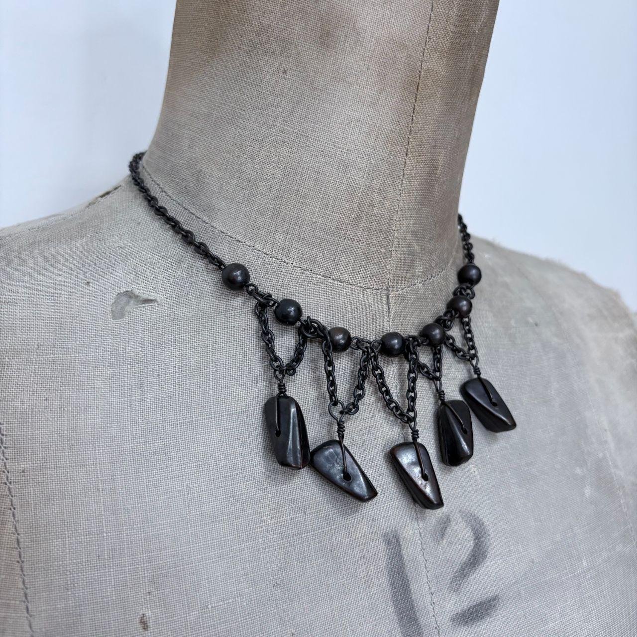 Black draped chain necklace