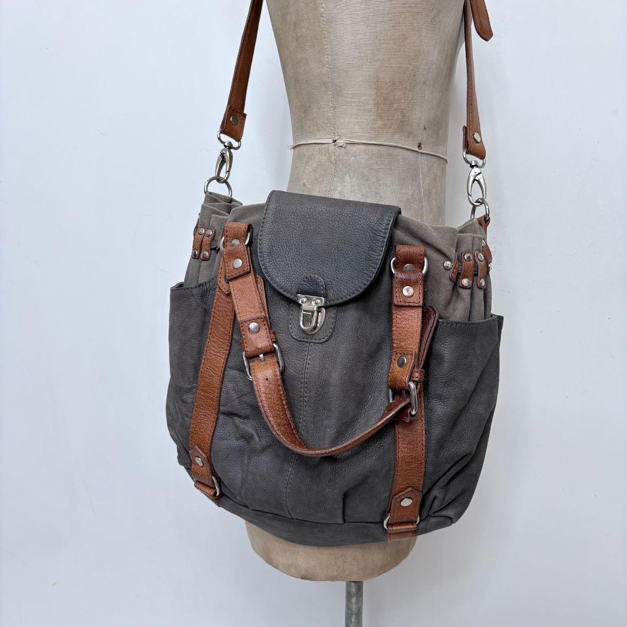 Grey cargo slouchy grunge leather bag