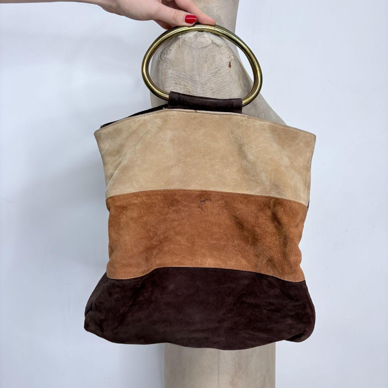 Striped suede patchwork bag