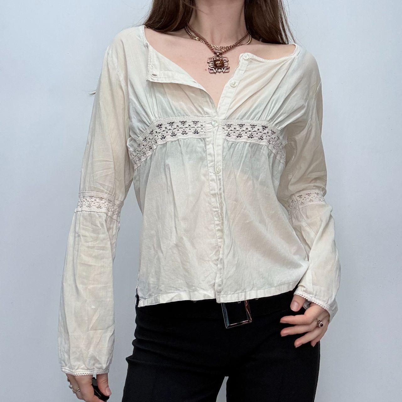 Cream lace flared shirt