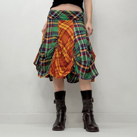 Checked tartan layered puff skirt