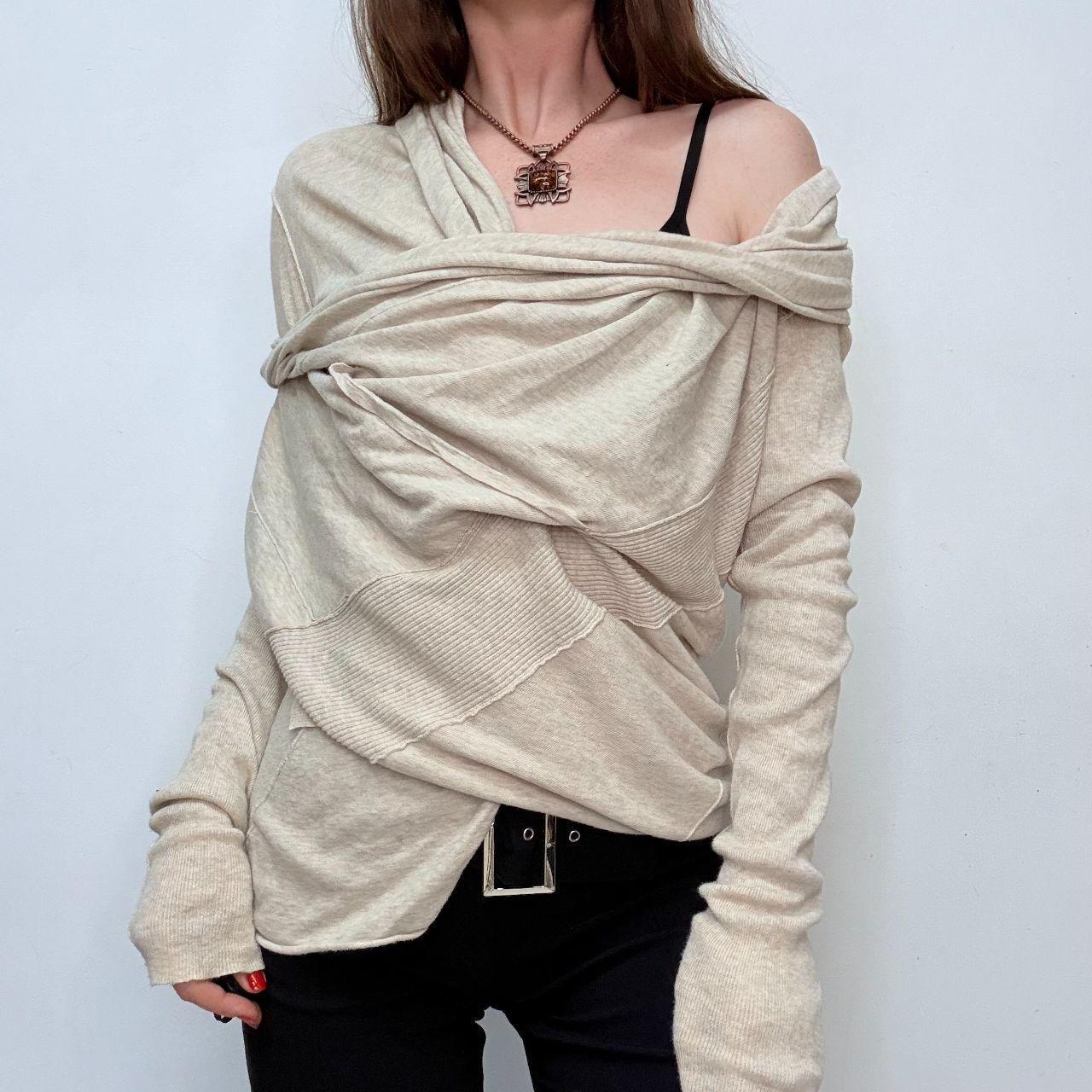 Oatmeal slouchy asymmetric jumper