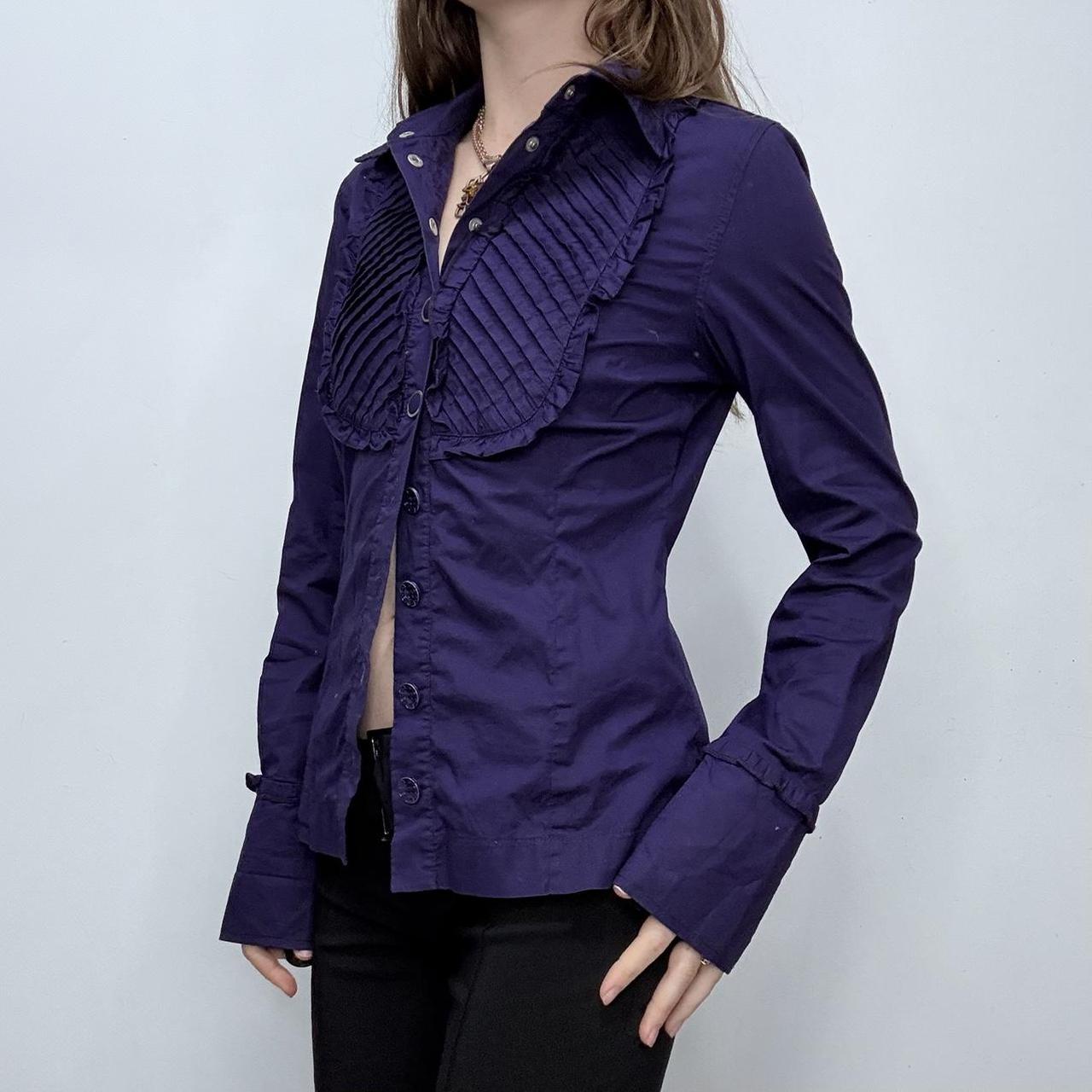Pleated flared grunge eyelet shirt