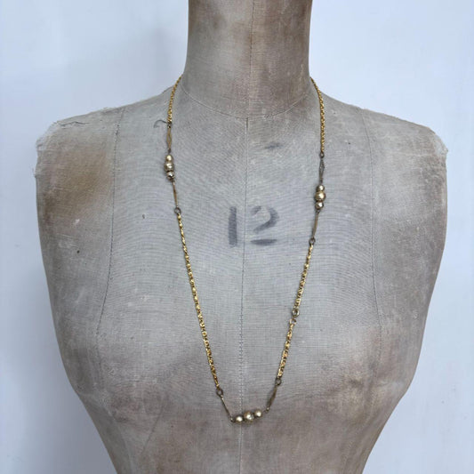 Long gold ball twist chain necklace