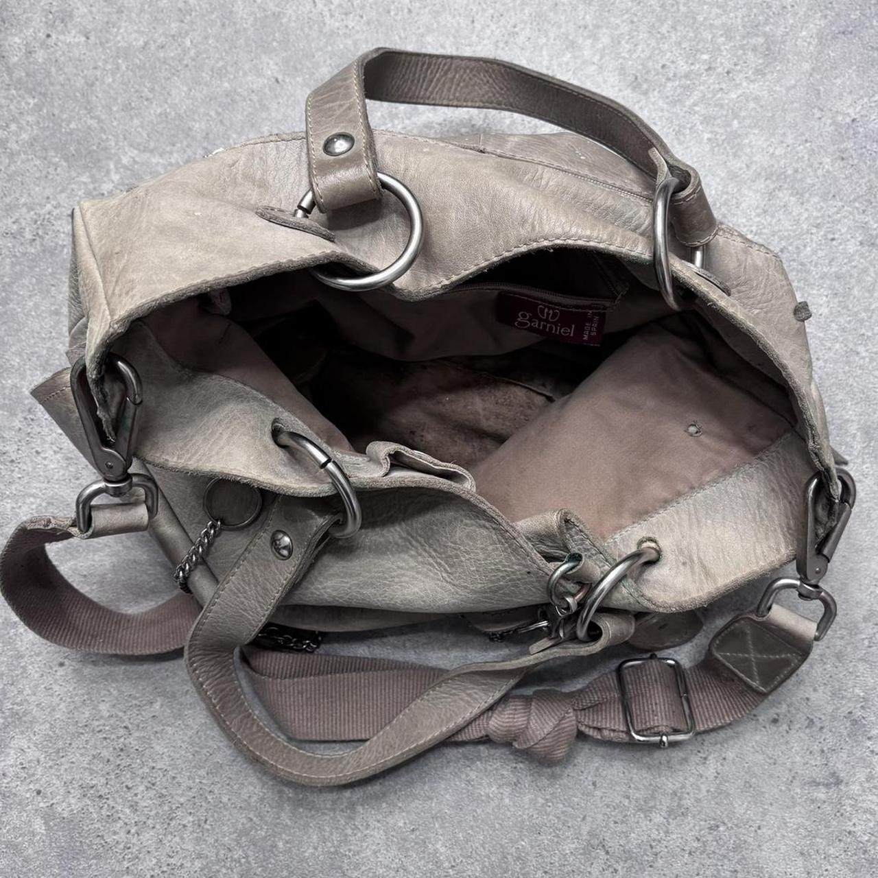 Slouchy grey leather shoulder bag