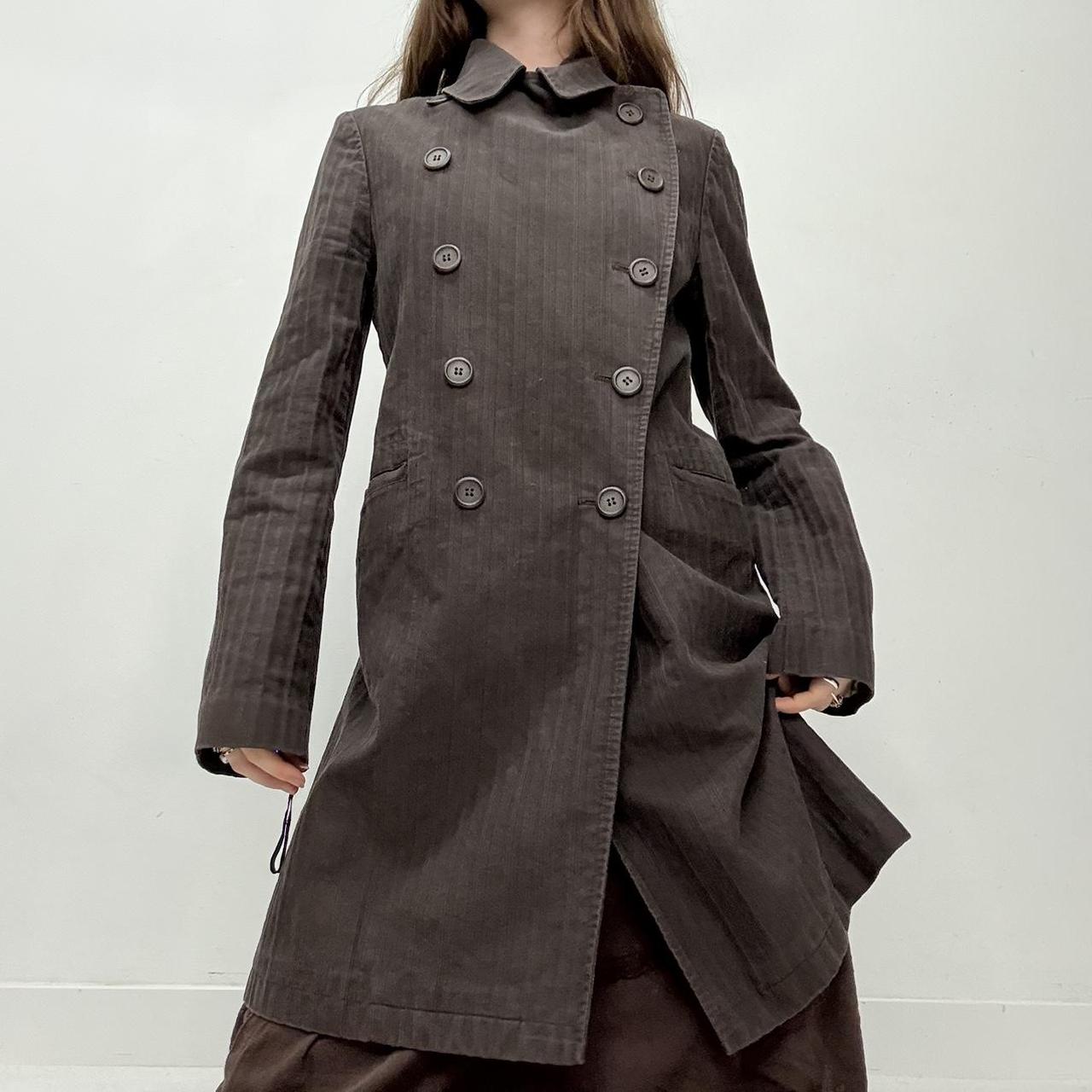 Pinstripe brown pea coat trench