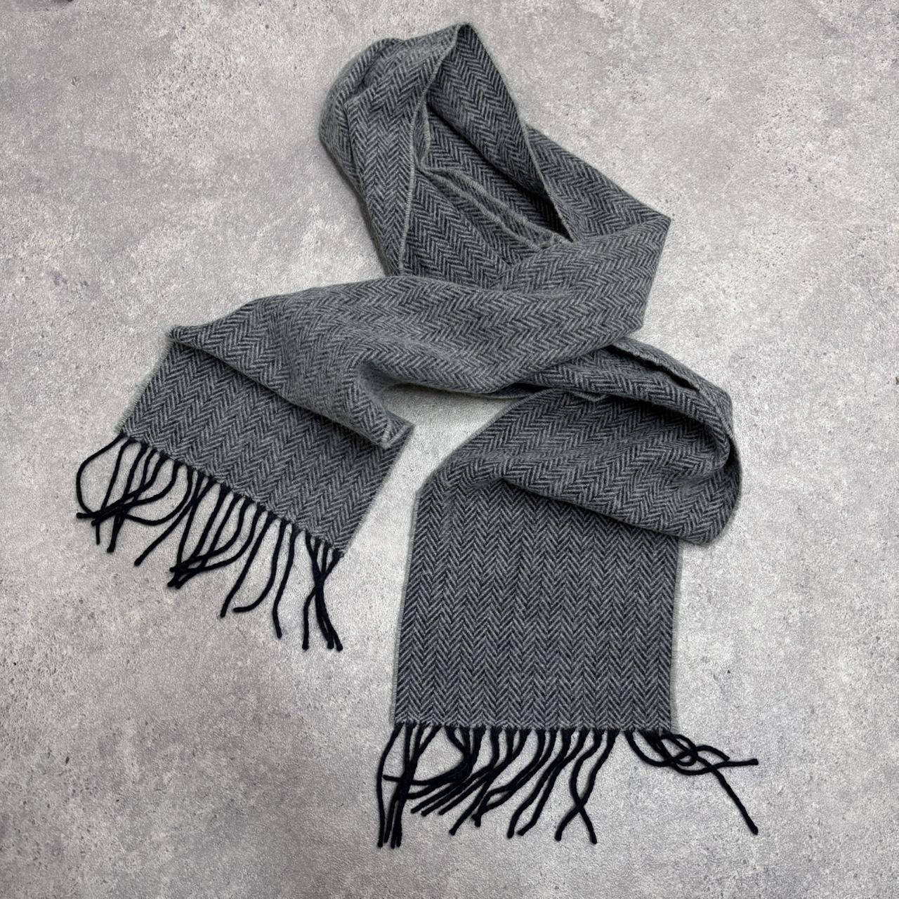 Soft grey wool knit scarf
