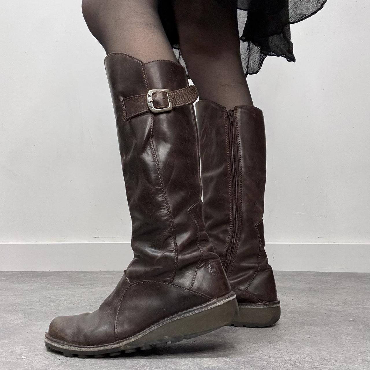 Brown leather knee high Fly boots