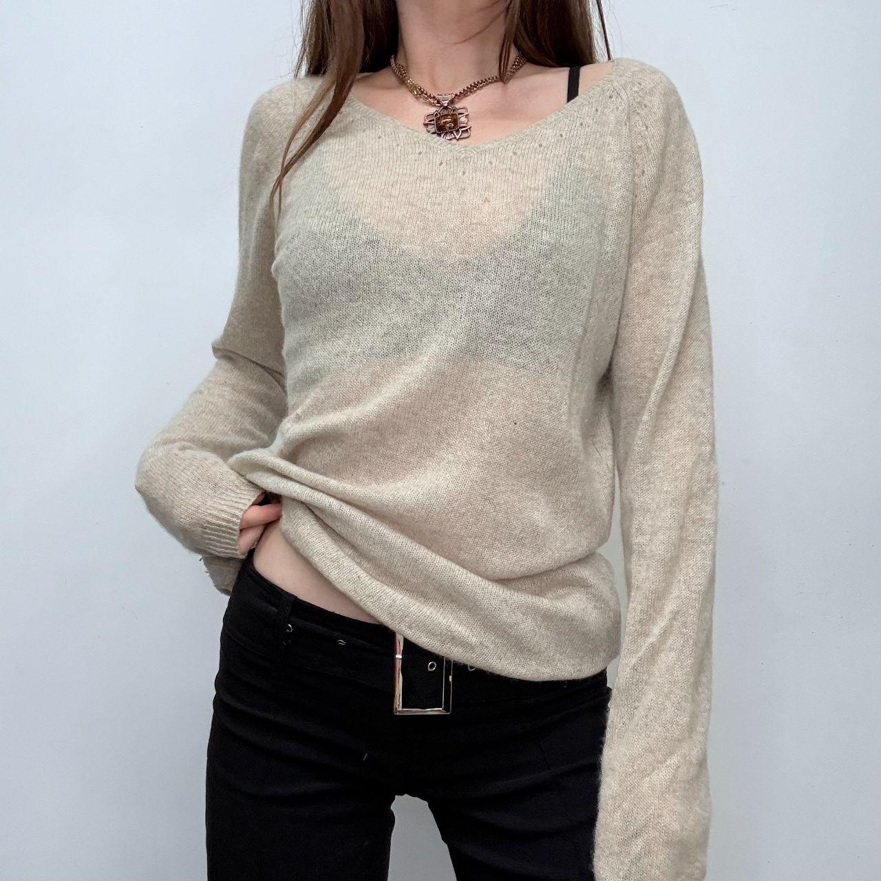 Slouchy tan cashmere jumper