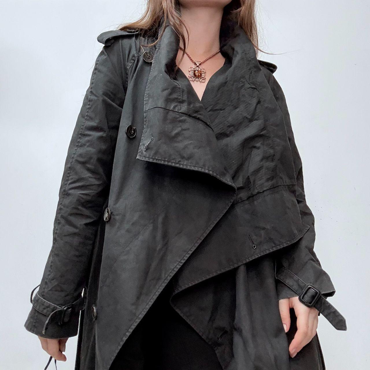 Black asymmetric draped allsaints trench coat