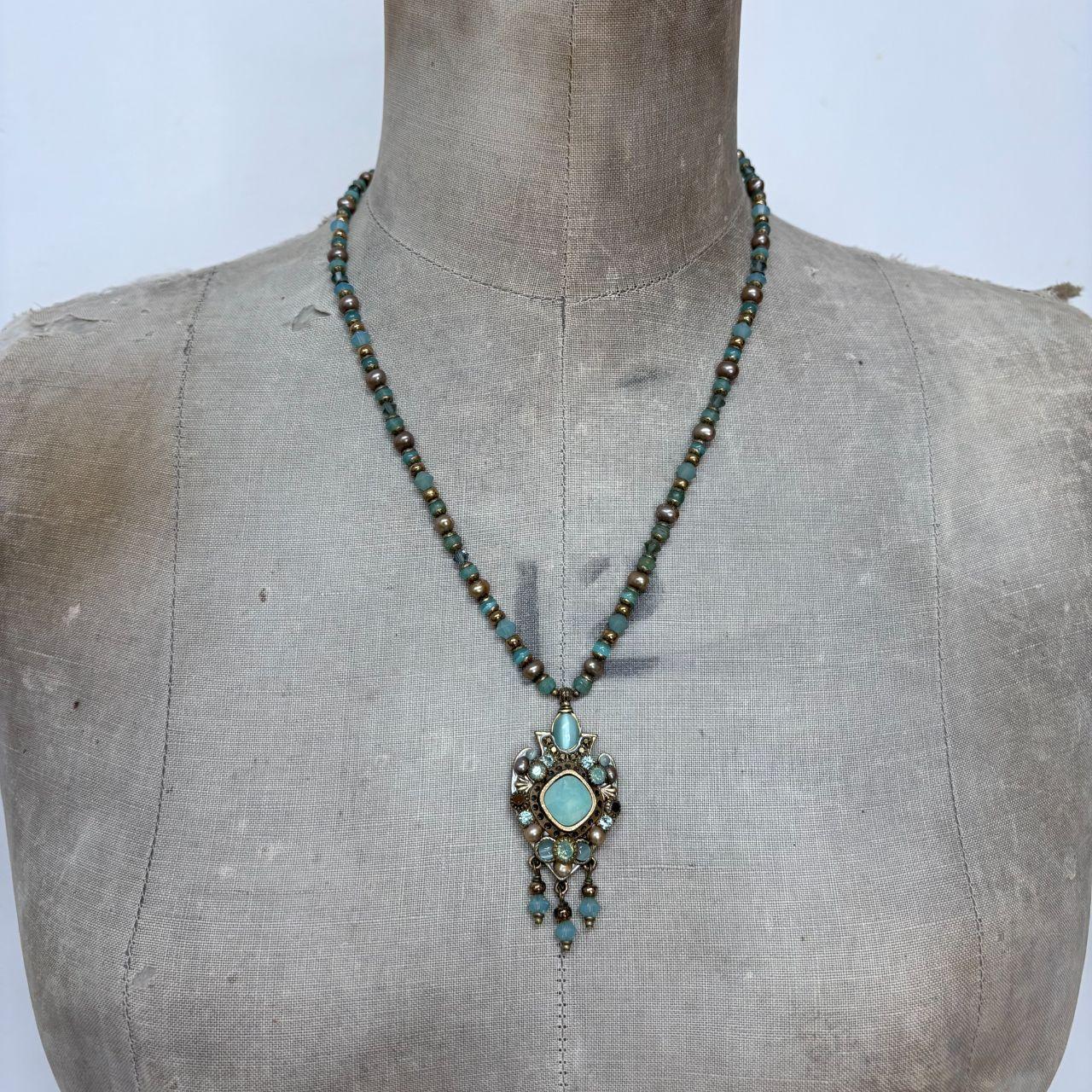 Beaded boho stone necklace