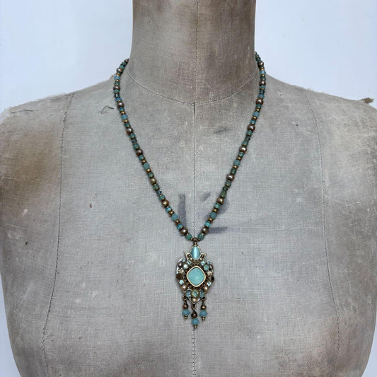 Beaded boho stone necklace
