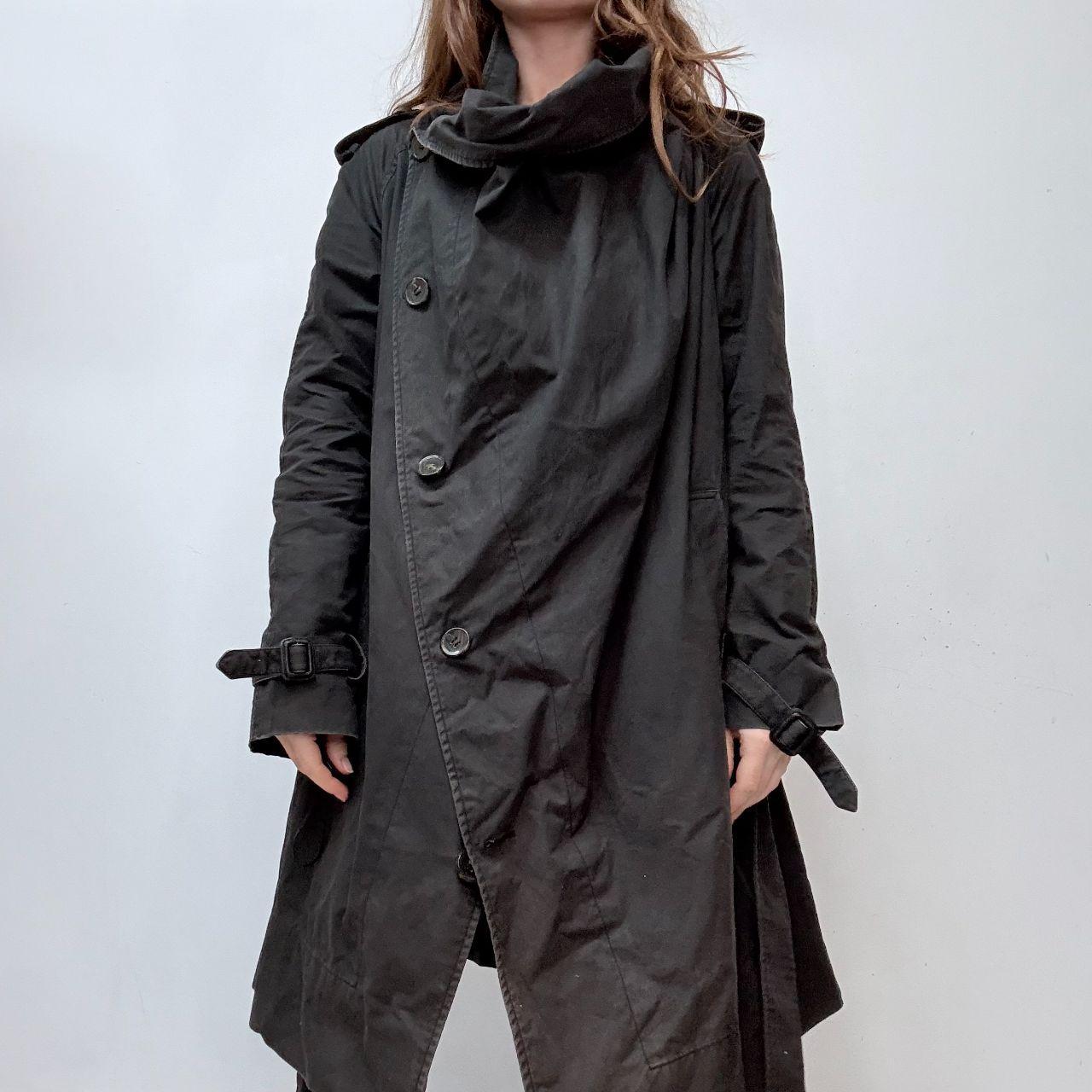 Black asymmetric draped allsaints trench coat