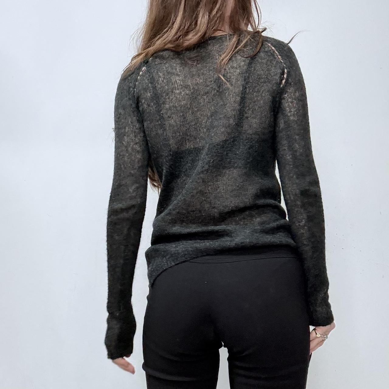 Grey sheer mohair knit slouchy jumper