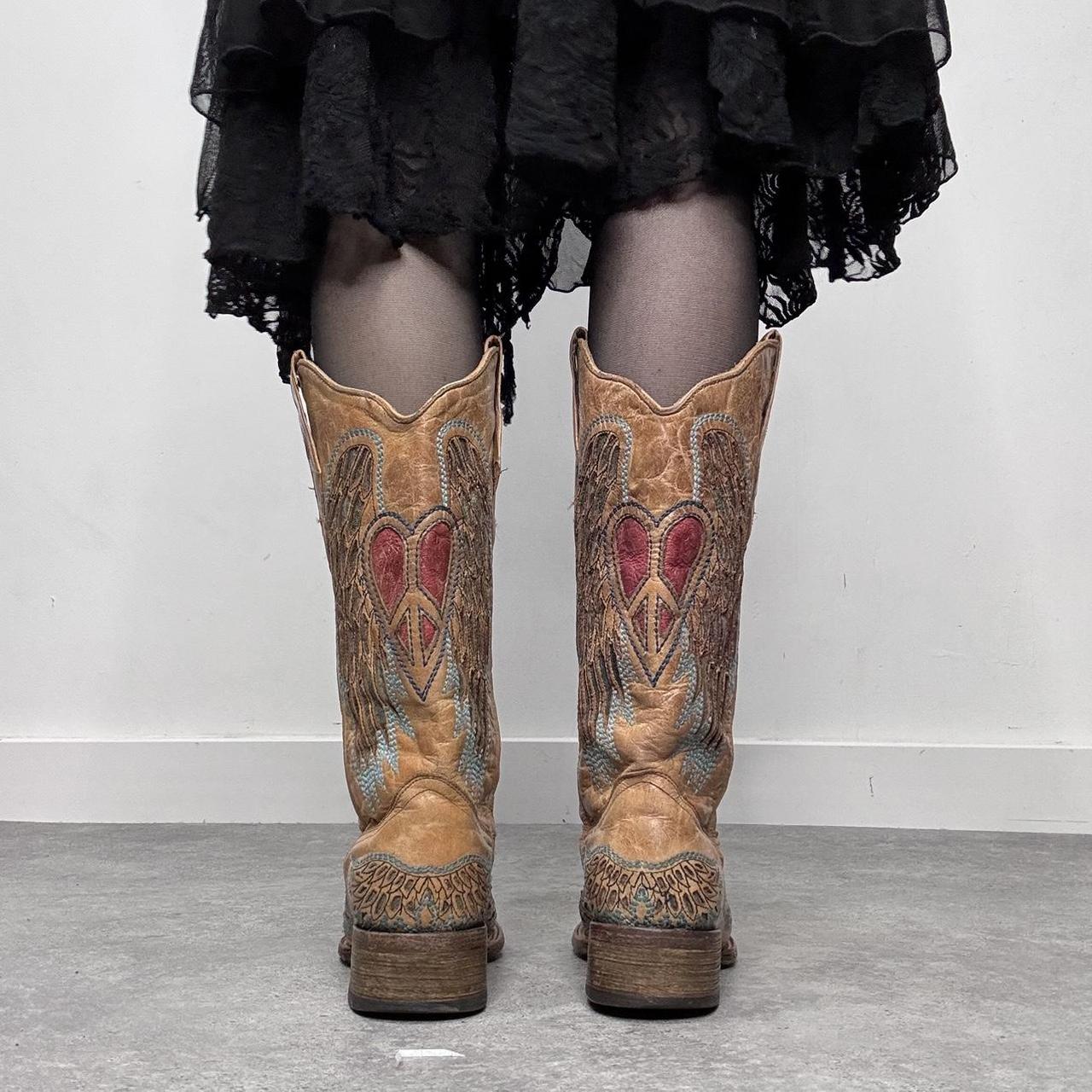 Tan leather cowboy boots